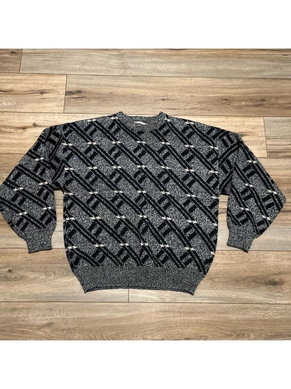 Men's VTG Santana Geometric Knit Sweater SZ LARGE Multicolor Acrylic Grandpa